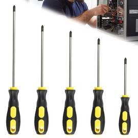 5-Piece Magnetic Screwdriver Set, Phillips Screwdriver, Magnetic Screwdriver, with Magnetic Tips and Ergonomic Handle, 5 x 75 mm, 6 x 100 mm, 6 x 125 mm, 6 x 150 mm, 6 x 200 mm