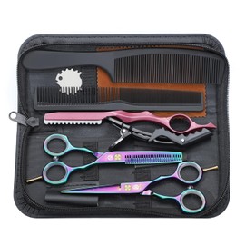 Purple Dragon Hairdressing Scissors Set Multi-Colour 5.5 Inch Hair Cutting & Thinning Scissors Kit for Men Women Kids Home Salon Barber