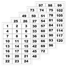 Pack of 24 Labels Per Sheet (1 to 120) Sticky Numbers Stickers (63 x 34 mm) Paper Number Stickers Large Number Stickers for Inventory, Organizing, Lockers Packwith®
