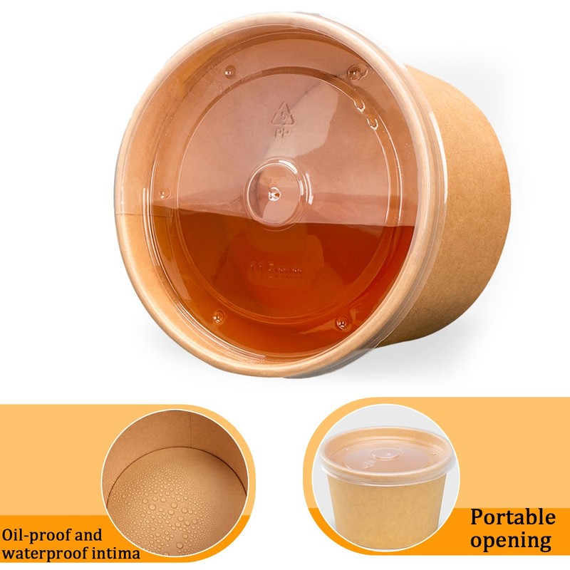 Disposable Paper Soup Bowls with Lids, 8 OZ, 75 Pack