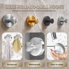 SOCORIA 2025 Upgraded Drill-Free Suction Cup Hooks, Stainless Steel Suction Cup Hooks for Shower, Mirror, Wall, Bathroom, Glass, Hanging Towels - 4 Pack, Bright Silver