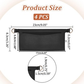 WADORN 4-Piece Organiser Insert for Wallet Conversion Kit, Clutch Designer Wallet Conversion Kit, Purse, Shoulder Bag, Conversion Insert, Soft Leather with D-Rings, Black, 17 x 6.8 cm