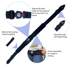 Soloc Connect Wheelchair Seatbelt for Adults with Easy-to-Use Soloc Buckle for Reduced Hand Function, Lap Seat Belt to Prevent Sliding for The Elderly, Pregnant & Paralyzed, No Padding