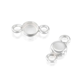 Stera Jewelry 6 Pcs 925 Sterling Silver 4 mm Round Setting with 2 Loops Bezel Cup Findings for Pendants Bracelets Earrings