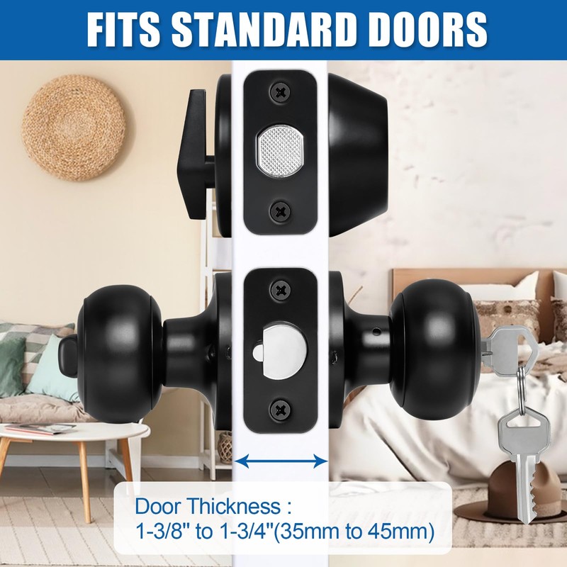 4 Sets Entry Door Knob and Single Cylinder Deadbolt Combo