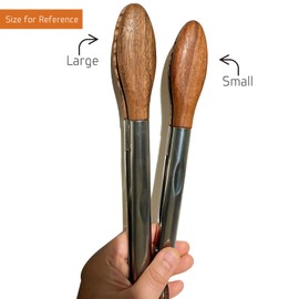 H&Zebrabro Food Tongs with Wood Tip, Salad Tong for Cooking, Serving, Grill, Kitchen Tongs Stainless Steel Handle, Kitchen Tools Set (Large)