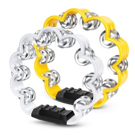 Flexzion Flower Tambourine - 8 Inch Handheld Percussion Instrument w/Metal Jingles & Ergonomic Grip - Small Tambourines for Adults, Kids, Church, Parties, & Musical Events (2 Pack - Yellow & White)