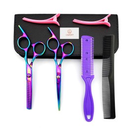 LIGICKY Hair Cutting Scissors Kit Professional Stainless Steel Hairdressing Scissors Set Hair thinning Shears Bang Hair Scissor for Kids/Salon/Home