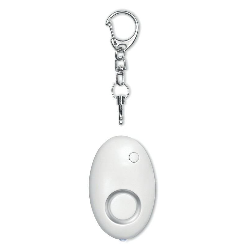 PromotionGift Mini personal alarm with keyring - white
