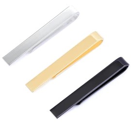 Tie Clips for Men, 3 Pack Classic Tie Clip Silver Gold Black Necktie Tie Bar Pinch Clips Suitable for Wedding Anniversary Business