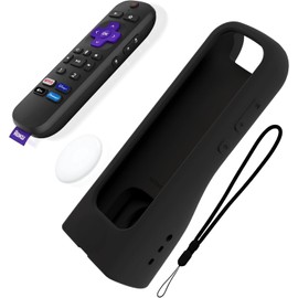 GripStand™ Roku Voice Remote Cover: Stand Up Design, Enhanced Grip, Silicone Case: Fits TV Streaming Stick Plus 2025 4K/HD/HDR, Compatible with AirTag and TileMate, Ultra Black by 73&Sunny