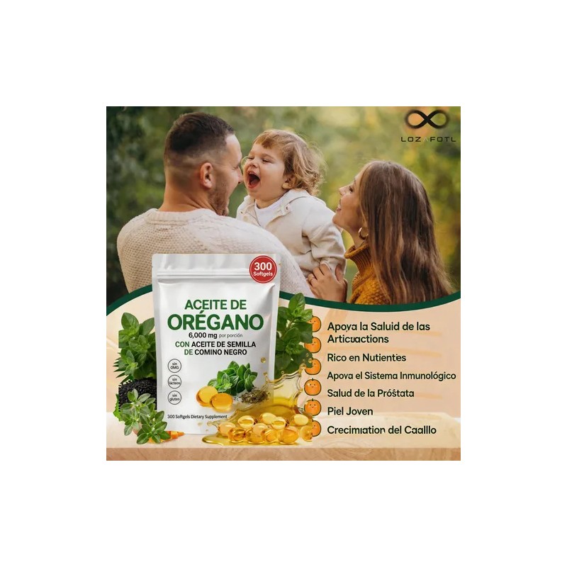 Aceite De Oregano 6000mg 300 Capsulas Blandas Bienestar Puro