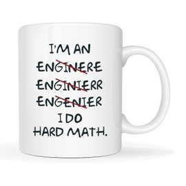 This Funny Coffee Mugs Wrong I'm an Engineer Christmas Gifts, I Do Hard Math Best Motivational and Inspirational Gifts, White 11 Oz