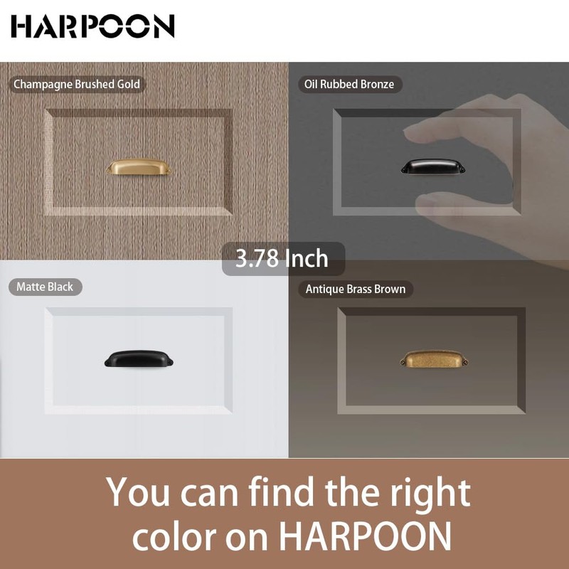HARPOON 10 Pack Bin Cup Handle Pulls,Vintage Drawer Pulls,Cabinet Hardware,Shell