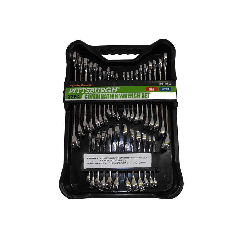 32 Piece SAE and Metric Fully Polished Combination Wrench Set