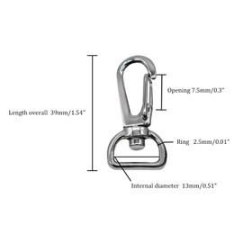 RETON set of 10, 39 mm metal swivel fasteners, bag lobster swivel trigger clips for 13 mm straps, DIY accessories