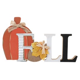 Farmhouse Rustic Pumpkin and Fall Signs - Fall Harvest Home Decor - 2 Piece Set - Tabletop Windowsill Signs By Charmed By Dragons Set of 2 Signs (FALL + Pumpkin)