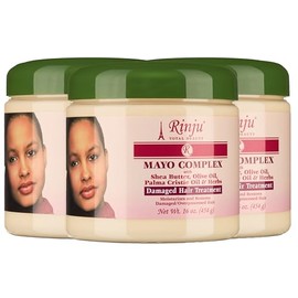 Rinju Mayo Complex 16oz (3 jars) - Protein Hair Cream - Deep Conditioning Hair Treatment - Repairs & Nourishes Dry, Damaged Hair
