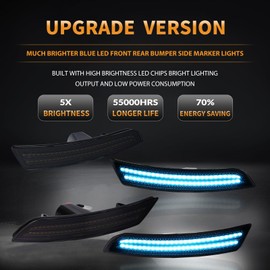 DERMOKA LED Side Marker Lights Front Rear Bumper Parking Signal Lamps for 2016-2023 Chevy Camaro 6th Gen Smoked Len, 4PCS