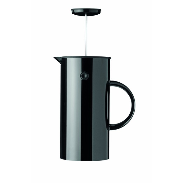Stelton French Press EM77 - Französische Kaffeepresse, Kaffeemaschine, Isolierkanne, leicht zu öffnen & schließen - Spülmaschinenfeste Teile - Inkl. Messlöffel - 1 Liter (8 Tassen), Schwarz