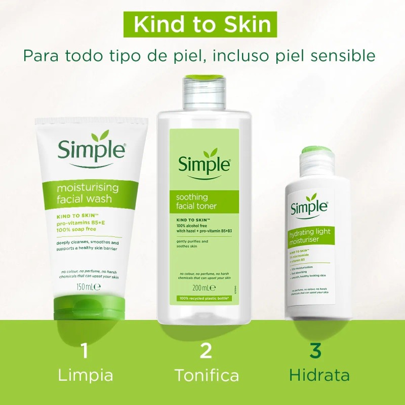 Crema Hidratante Facial Simple 125ml Piel Sensible Vegana