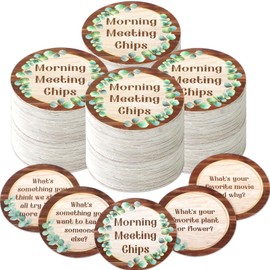 100 Pcs Eucalyptus Morning Meeting Chips Rustic Wood Question Idea Cards for Student Teacher Conversation Starter Cards for Classroom Supplies Icebreaker Activity Improve Communication Listening Skill