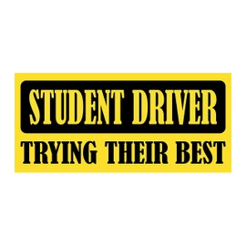 Trying Their Best Student Driver Bumper Magnet by DCM Solutions (Yellow, 9.25" W x 4.25" H)