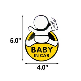 Xotic Tech 1pc 5" Baby in CAR Vehicle Window Safety Warning Sign Universal Fit Sticker