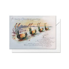 Funny Weird Victorian Christmas Greeting Card with Envelopes - Skating Frogs