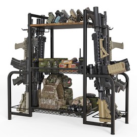 Upbci Gun Rack, Rifle Rack Stand for Floor, Vertical Folding Indoor Gun Racks with Pistol Rack for Tactical Equipment Storage