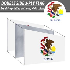 FLAGWIN Illinois Flag 3x5 FT - 3 Ply Double Sided Polyester Illinois State Flag with Brass Grommets - Vivid Color and Fade Proof State of Illinois Flag 3x5 Outdoor