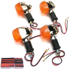 [Deepa Ribusu] Varios Estray Turn Signal Set of 4 Universal Kawasaki Compatible Plated Lens, Bike W650 Compatible Product, Waterproof Treatment, Heat Shrink Tubing Included, 150 Pieces (Amber)