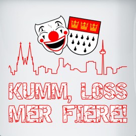 Emaille Tasse Blechtasse - & Fasching - Tassen - Kumm loss mer fiere Kölle Alaaf Köln Wappen Karneval Karnevalskostüm Clown - 300 ml - Weiß Schwarz - fasching- kölsches carnevale kölner