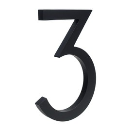 HASWARE Floating House Number 6 inch (15 cm) Stylish Door Numbers Alphabet Plaque Street Home Address Numerals (Black, 3)