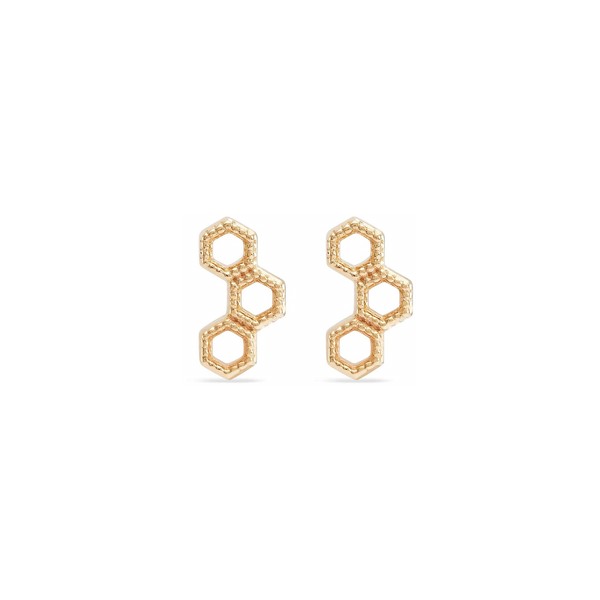 Bluboho Honeycomb Earrings 14k Yellow Gold Pair