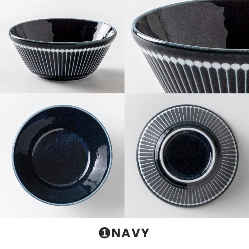 Minoru Pottery Mino Ware Albee 105 Pack Bowl, Navy, Set