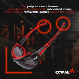 Global Vision Octane Anti-Fog Sport Motorcycle Sunglasses Red Frame w/Smoke Lenses, Red, Adult