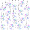 48pcs 90s Hanging Swirl Decorations, Iridescent CD Disc Theme Party