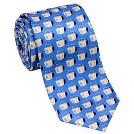 Josh Bach Men's Chinese Take-Out Silk Necktie Blue, Made in USA