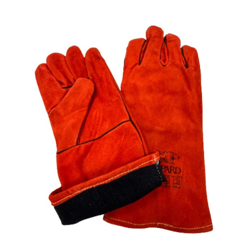 1 x Welding Gloves Long Leather Gauntlets Heat Resistant Lined