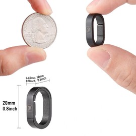 TIMULTI Titanium Key Chain, Key Ring, Carabiner, For Connecting, Mini Hook, Quick Release Connector, 1 Black/Continuous Ring + 2 Black/Side Push Keyring