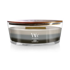 WoodWick Warm Woods Trilogy Holiday Candle Gifts for Women and Men, 16 oz Ellipse Trilogy Candle with Crackling Wick
