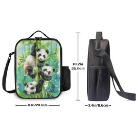 Ximjoju Insulated Lunch Bag, Reusable Portable Lunch Box With Shoulder Strap, Panda Lunch Bag, Funny Cute Bento Lunchbox Cooler Thermal Meal Tote Kit