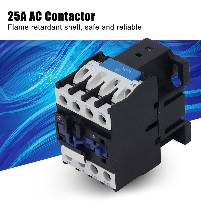 25A Power Contactor Normally Open Electric AC Contactor Silver Alloy