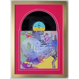 Record Album LP Frame Display Featuring Bright RED Matting Juke Box Style Design and a Solid Wood Frame (Gold Frame)