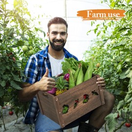 Edergoo Wooden Crates 2 Pack, Hollow Wooden Crates for Display, Farmhouse Handmade Wood Crate with Handles, Rustic Durable Wooden Crates for Storage, Large Decorative Wooden Crate Box for Display