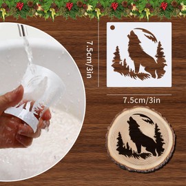 Augshy 56 Pcs Reusable Animal Wildlife Stencils, 3x3 Inch Drawing Templates for Crafts DIY Projects Home Decor Wood Canvas Wall Art Cards