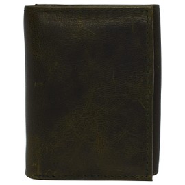 CAZORO Real Cowhide Leather Wallets for Men RFID Blocking Slim Trifold Wallet with ID & Card Slots (Green)