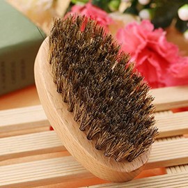 Cepillo para barba, cerdas de jabalí de bigote para hombres de masaje de masaje de afeitado ovalado para peluquería, modelado y peinado, Portable Groo