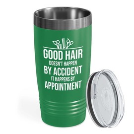 Flairy Land Hair Stylist Green Edition Ringneck Tumbler 20oz - Good Hair Happens by Appointment - Hair Stylist Gift Beautician Hairdresser Salon Barber Hairdo Cosmetoloist Scissors Blower